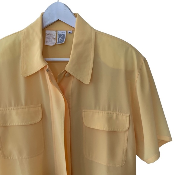Vintage Cleo Blouse Women’s Size 12 Yellow Button Up Retro 2000s Classic - Picture 2 of 10